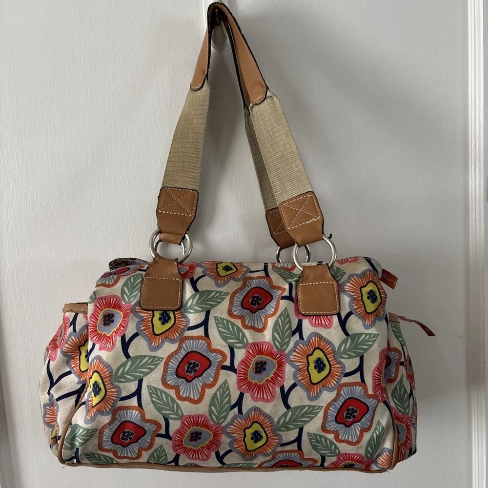 Lily Bloom Canvas Top Handle Bag Purse Floral Colorful Spring
